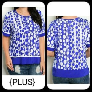 💙 PLUS Blue Polka Dot Top